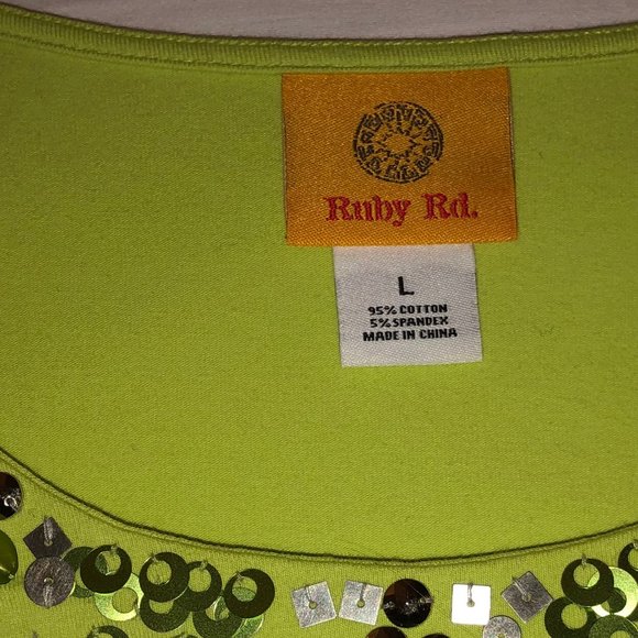 Lime Green 3/4 sleeve top, size large - Picture 2 of 4